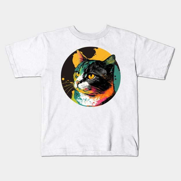 Round Up Your Style with Unique and Adorable Cat Designs - Discover the Purrfect Round Cat Art Collection! Kids T-Shirt by laverdeden